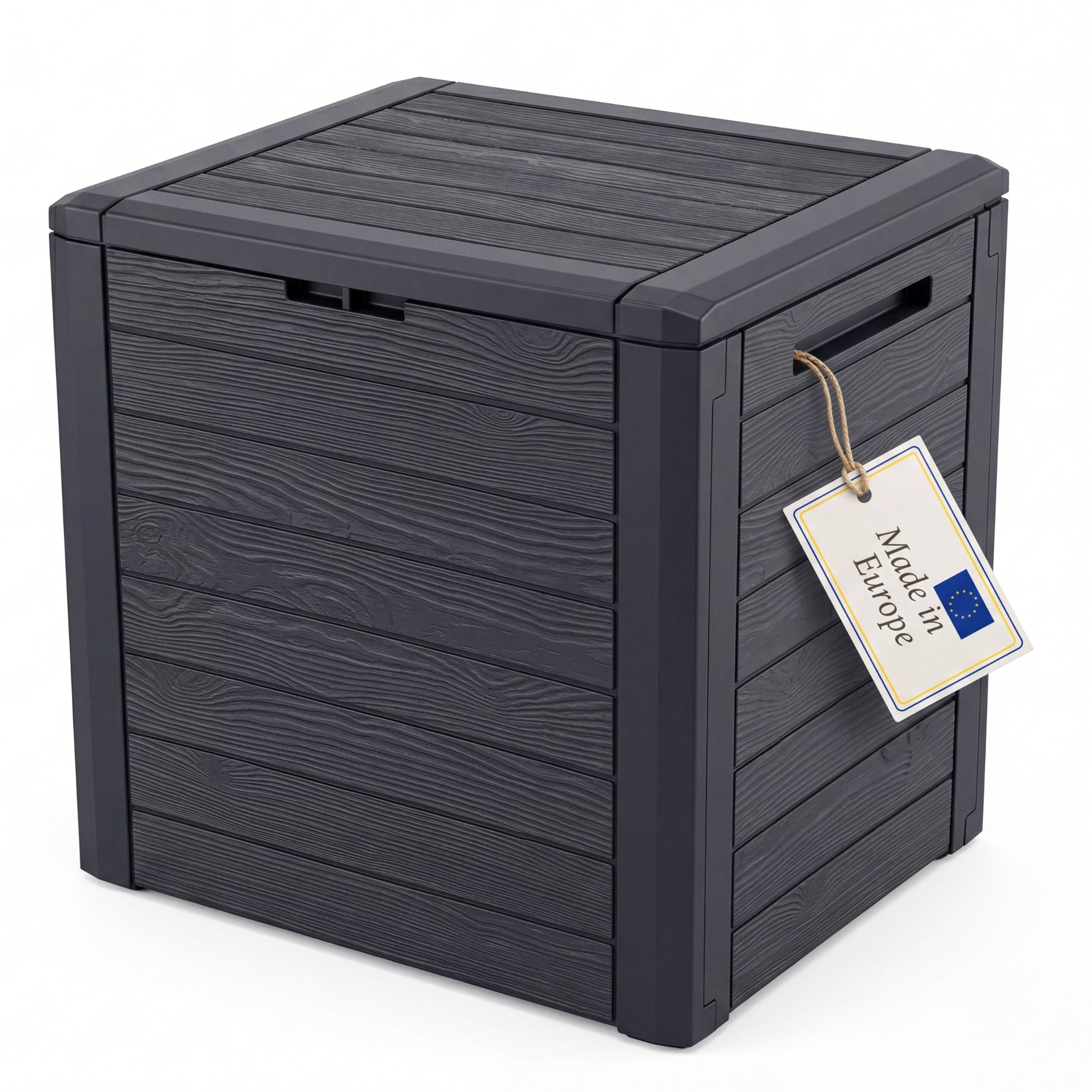 Gartenbox klein kompakt 140 Liter ideal für Balkon und kleine Flächen, Holzoptik Auflagenbox