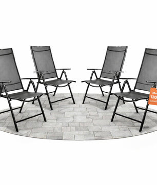 4er Set Gartenstuhl Hochlehner klappbar bis 120kg belastbar dunkelgrau/schwarz