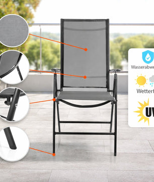 4er Set Gartenstuhl Hochlehner klappbar bis 120kg belastbar dunkelgrau/schwarz 5