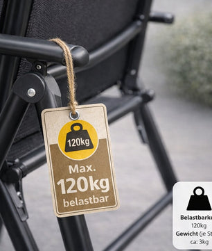 4er Set Gartenstuhl Hochlehner klappbar bis 120kg belastbar schwarz 7-fach verstellbar 6