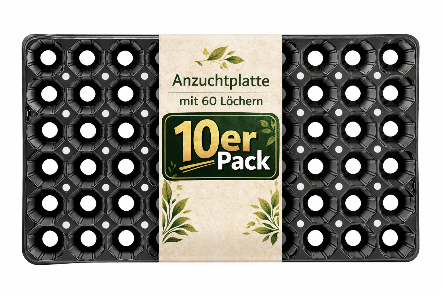 Anzuchtplatte Pro 10er Pack 60 Pflanzlöcher Ø 4,7 cm Pflanzschale Anzuchtschale Topfplatte 52 x 30 x 6 cm