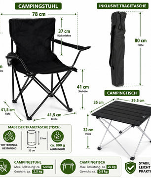 Campingstuhl mit Tisch Set klappbar Camping Tisch Stuhl Set Campingstuhl faltbar Angelstuhl 2