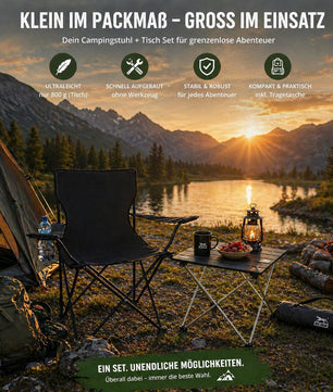 Campingstuhl mit Tisch Set klappbar Camping Tisch Stuhl Set Campingstuhl faltbar Angelstuhl 5