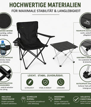 Campingstuhl mit Tisch Set klappbar Camping Tisch Stuhl Set Campingstuhl faltbar Angelstuhl 6