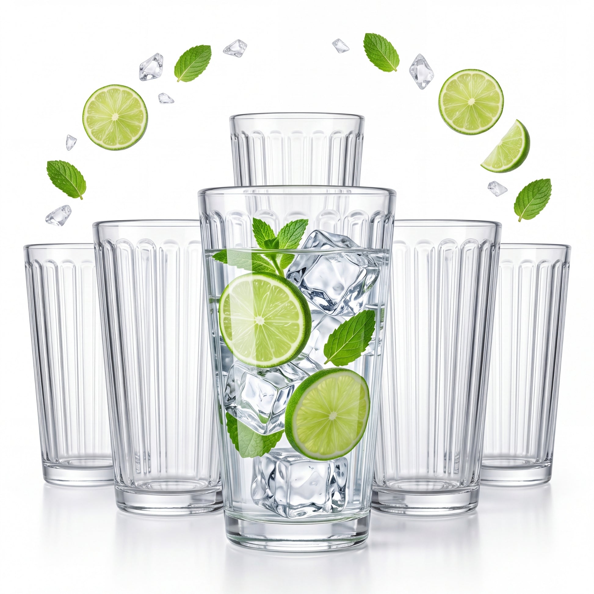 6x Wassergläser - Trinkgläser Set à 410 ml - Ideal auch als Gin Gläser, Longdrinkgläser oder Saftgläser Spülmaschinenfest super Haptik