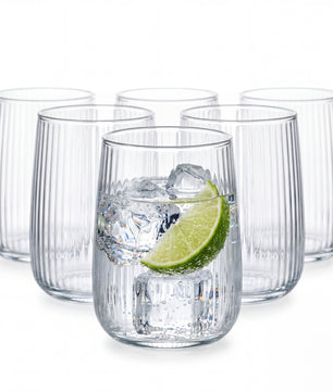 6er Set Geriffelte Gläser, Trinkgläser 320 ml, Wassergläser spülmaschinenfest Made in Europe