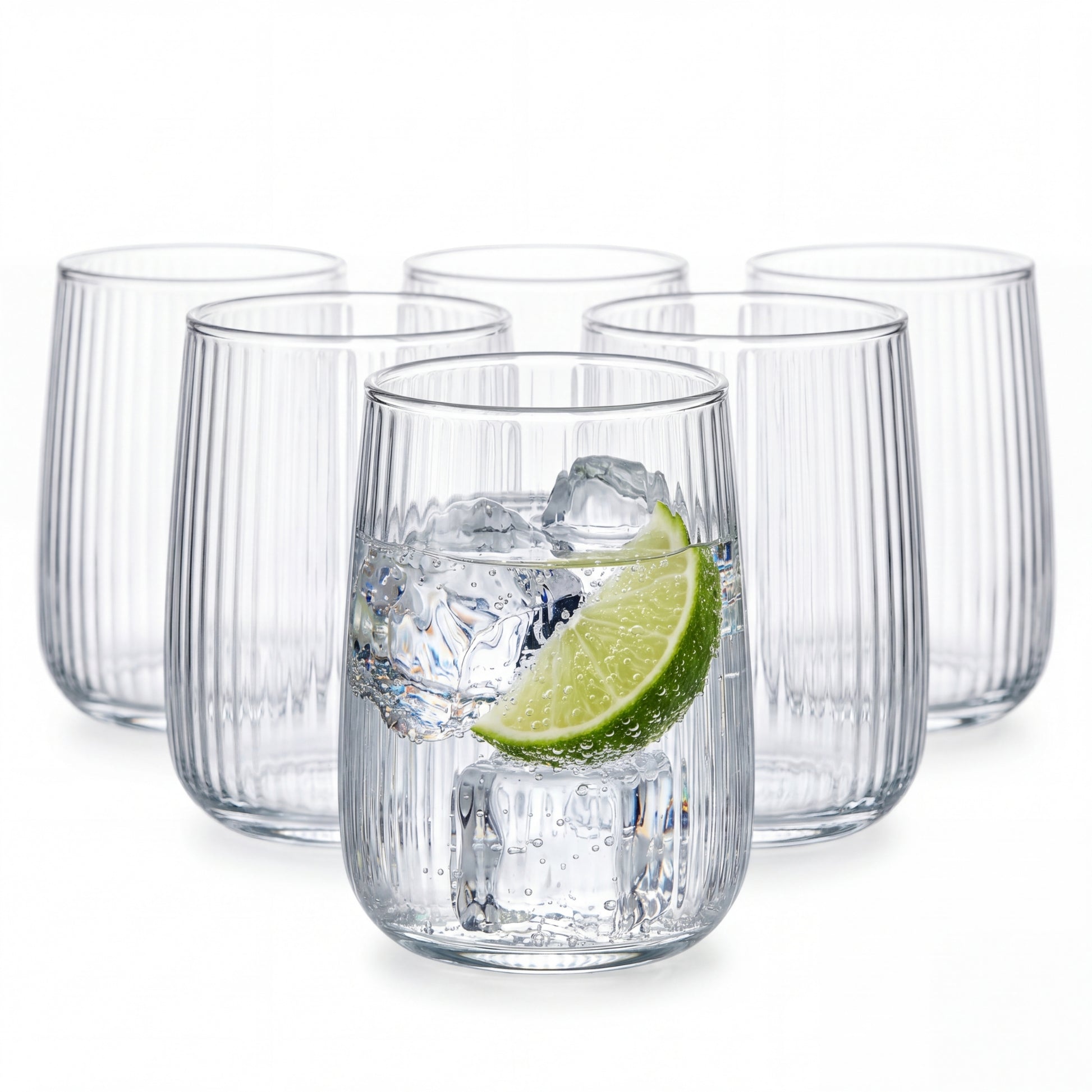 6er Set Geriffelte Gläser, Trinkgläser 320 ml, Wassergläser spülmaschinenfest Made in Europe