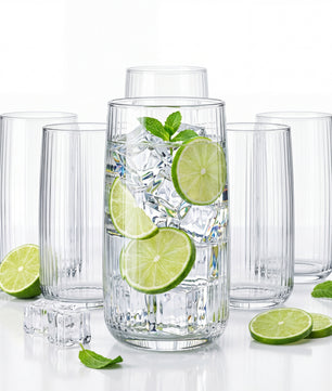 6er Set Geriffelte Gläser, Trinkgläser 509 ml, Wassergläser spülmaschinenfest Made in Europe
