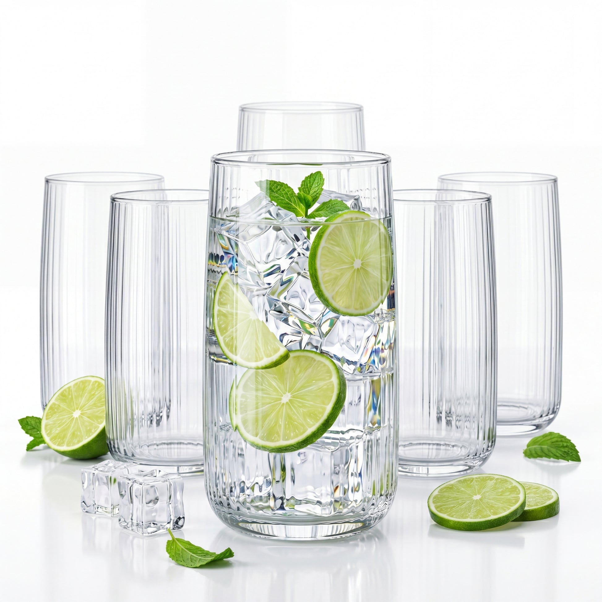 6er Set Geriffelte Gläser, Trinkgläser 509 ml, Wassergläser spülmaschinenfest Made in Europe