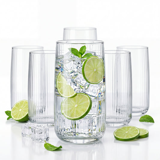 BigDean 6er Set Geriffelte Gläser, Trinkgläser 509 ml, Wassergläser spülmaschinenfest Made in Europe image 1