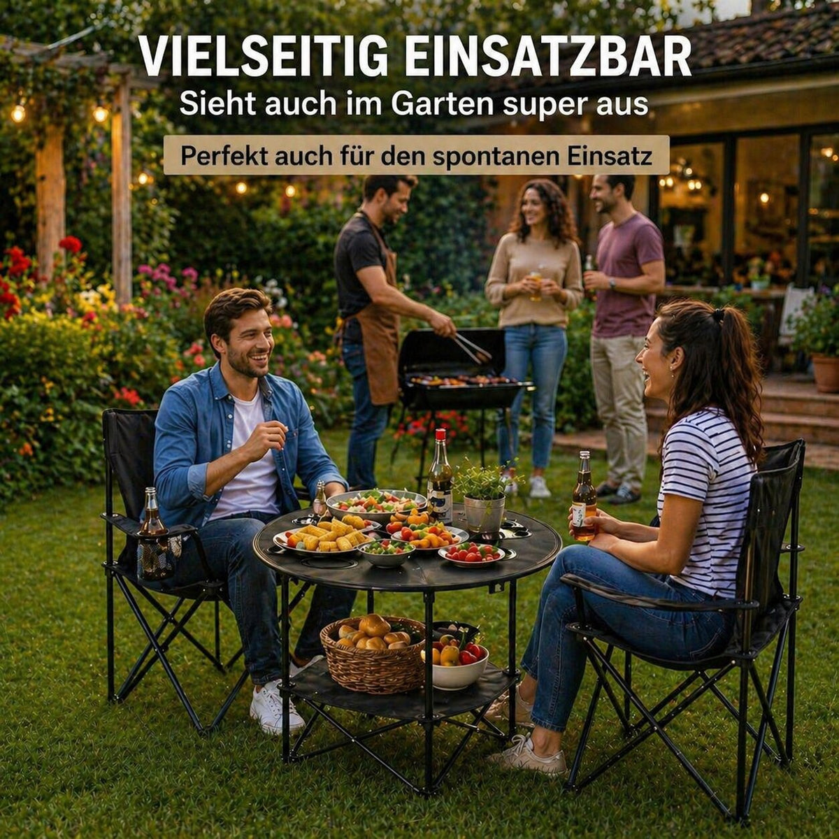 Camping Set 2x Campingstühle + 1x Campingtisch - Campingstuhl mit Tisch Set klappbar – Camping Tisch Stuhl Set Campingstuhl faltbar Angelstuhl Faltstuhl Anglerstuhl Campingtisch mit Stühlen - BigDean image 5