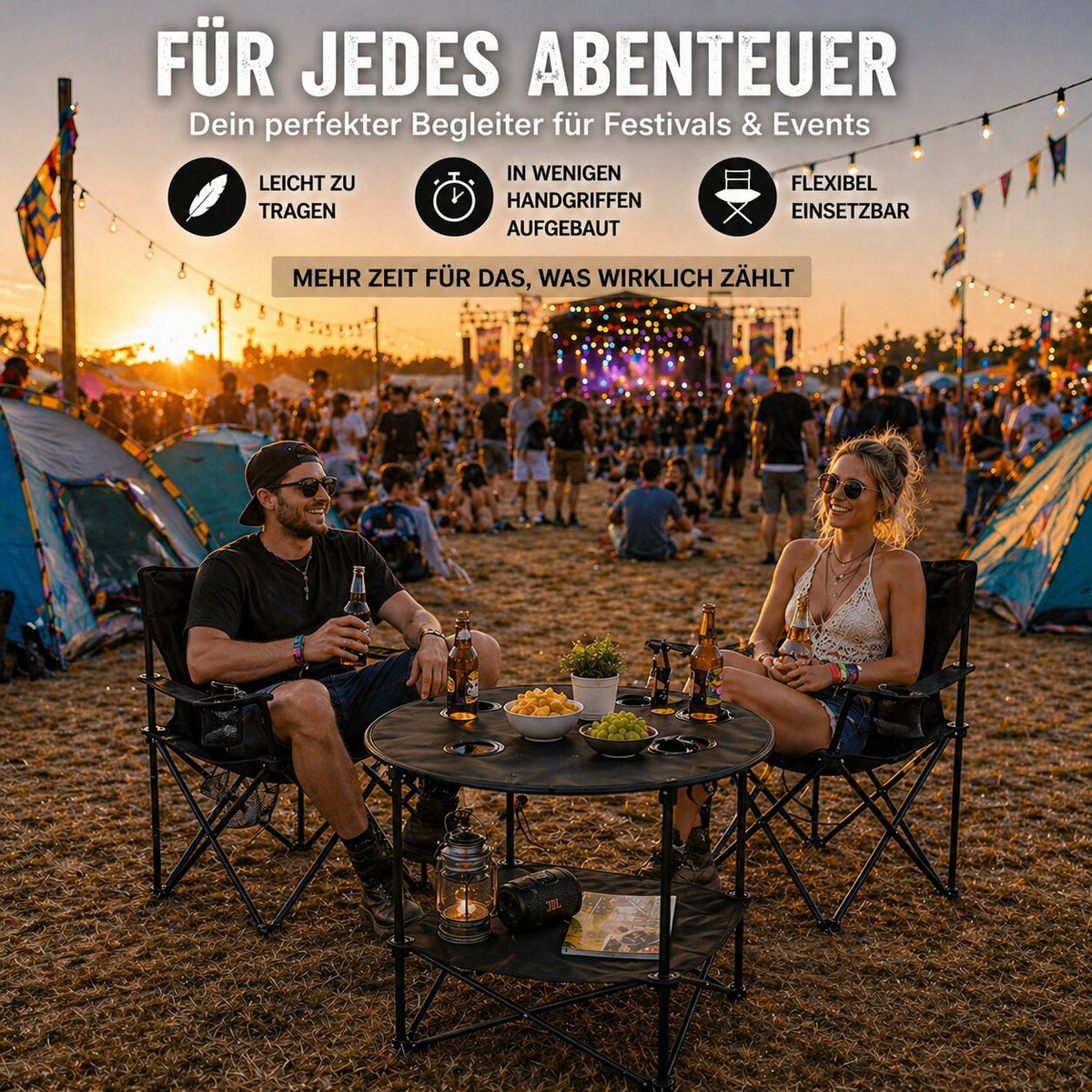 Camping Set 2x Campingstühle + 1x Campingtisch - Campingstuhl mit Tisch Set klappbar – Camping Tisch Stuhl Set Campingstuhl faltbar Angelstuhl Faltstuhl Anglerstuhl Campingtisch mit Stühlen - BigDean image 6
