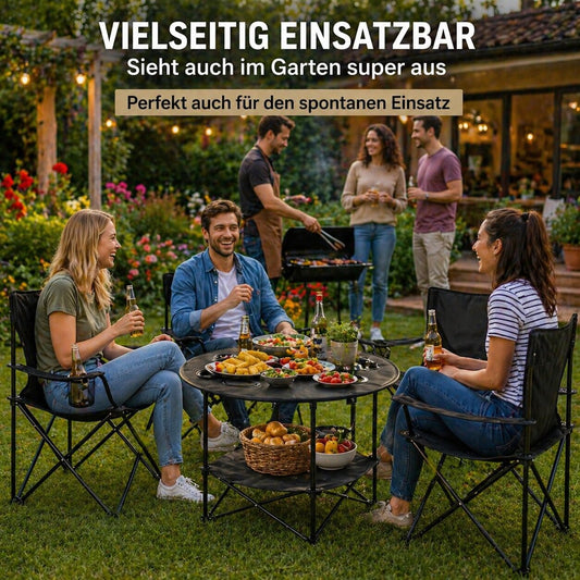 Camping Set 4x Campingstühle + 1x Campingtisch - Campingstuhl mit Tisch Set klappbar – Camping Tisch Stuhl Set Campingstuhl faltbar Angelstuhl Faltstuhl Anglerstuhl Campingtisch mit Stühlen - BigDean image 2
