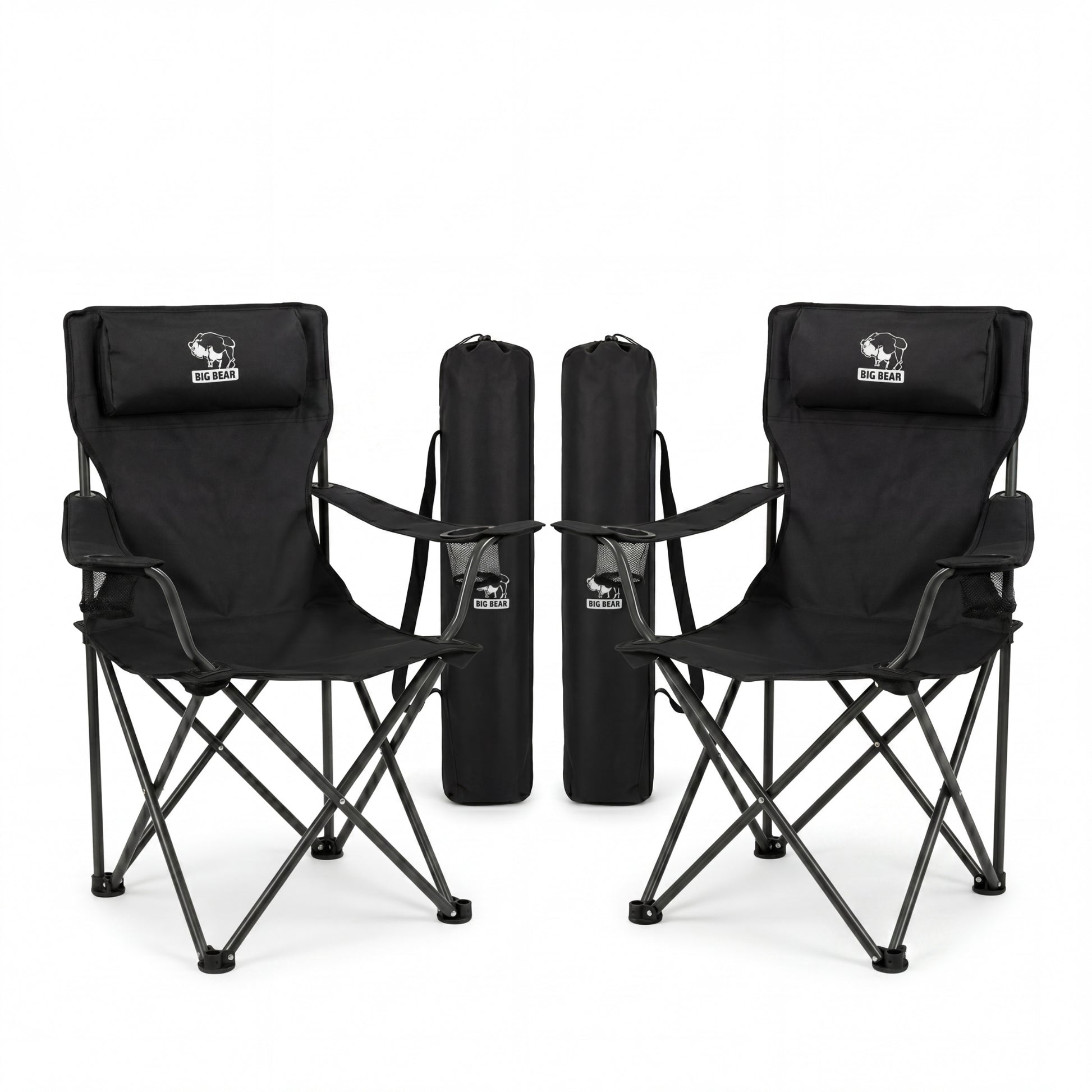 2X Campingstuhl Extra große Sitzfläche 150 KG Belastbar, Stabil und bequem für Leute über 175 cm