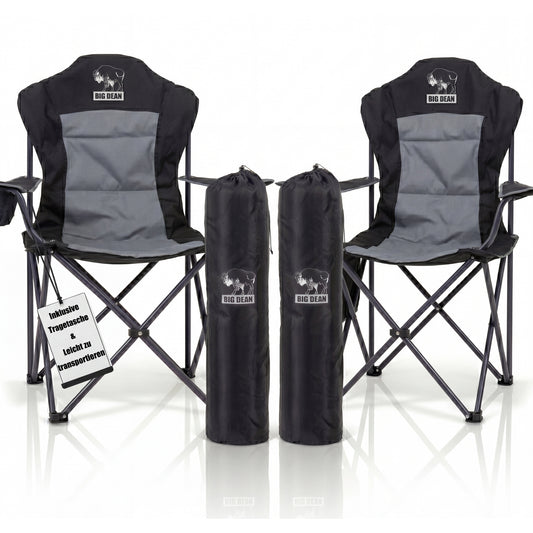 2 Stück Luxus Campingstuhl Faltbar 160 KG BelastbaruUltragroß Hochlehner Bequem Gepolster Klappstuhl Camping Garten Balkon Strand, Camping Stuhl Sessel Gartenstuhl Anglerstuhl