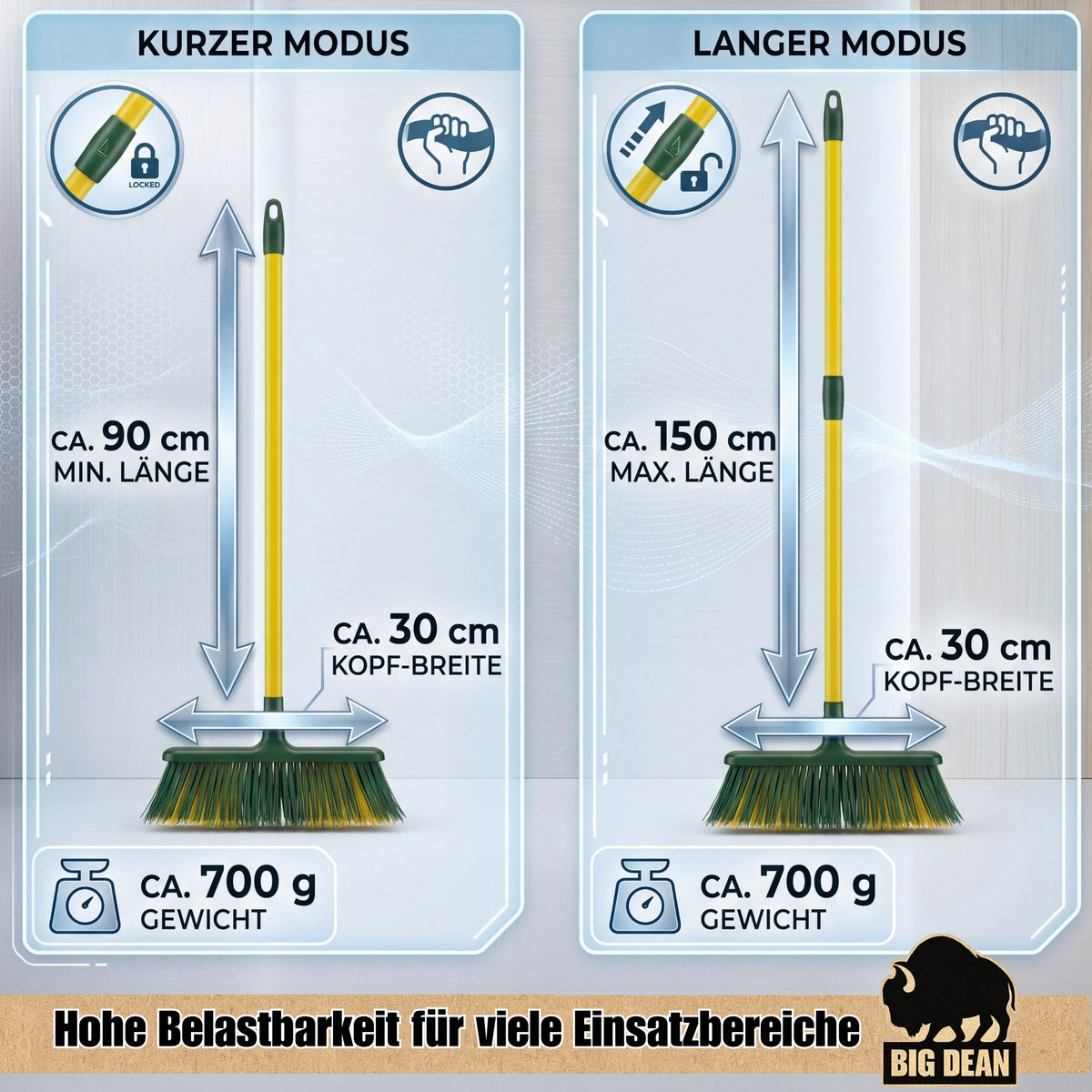 BigDean Krallenbesen XL mit Teleskopstiel gebogenen Borsten Gartenbesen für echte Tiefenreinigung image 2