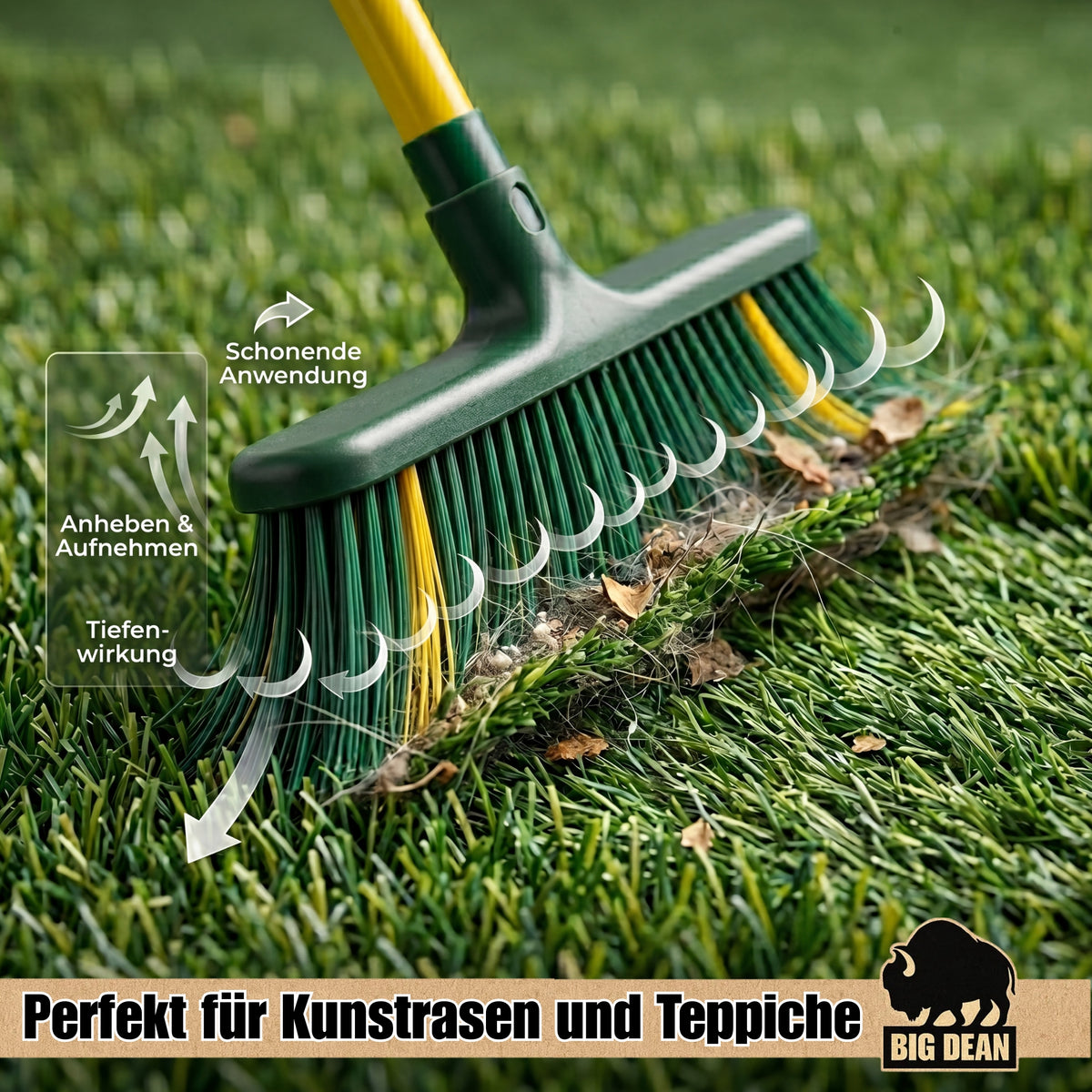 BigDean Krallenbesen XL mit Teleskopstiel gebogenen Borsten Gartenbesen für echte Tiefenreinigung image 6