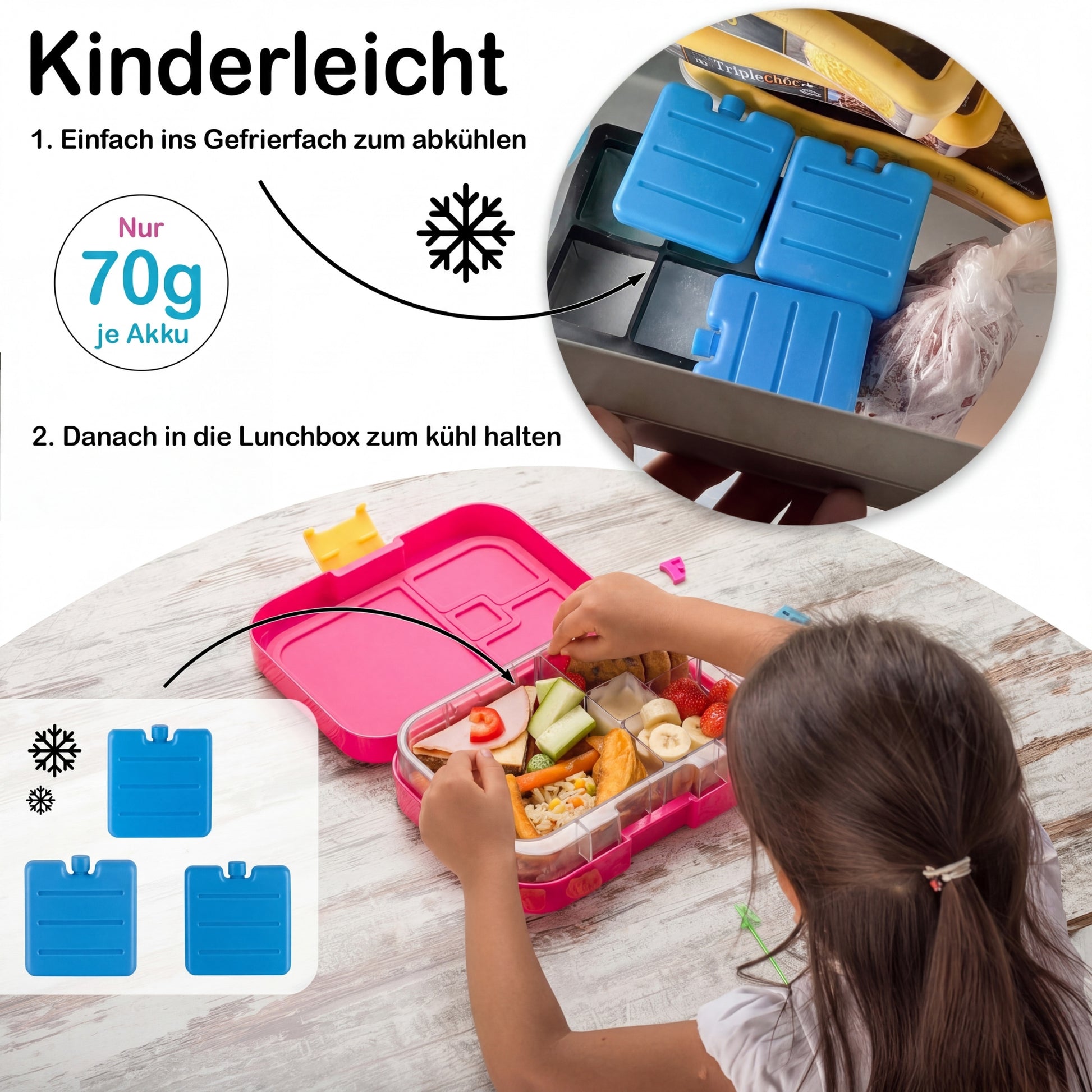 6er Set Kleine Kühlakkus - Mini Kühl-Elemente für die Kühltasche - Kühl-Akku für die Brotdose 4