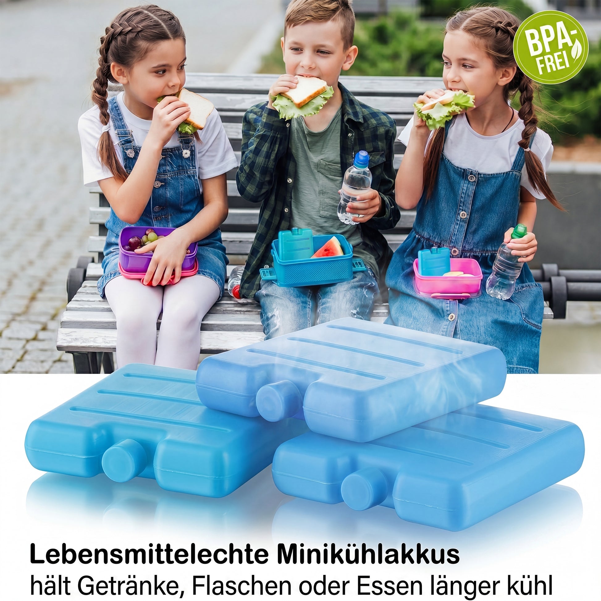 6er Set Kleine Kühlakkus - Mini Kühl-Elemente für die Kühltasche - Kühl-Akku für die Brotdose 5