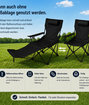 Verstellbarer Campingstuhl mit Fußablage Campingstuhl faltbar Outdoor Relaxsessel Hoher Rückenlehne 2