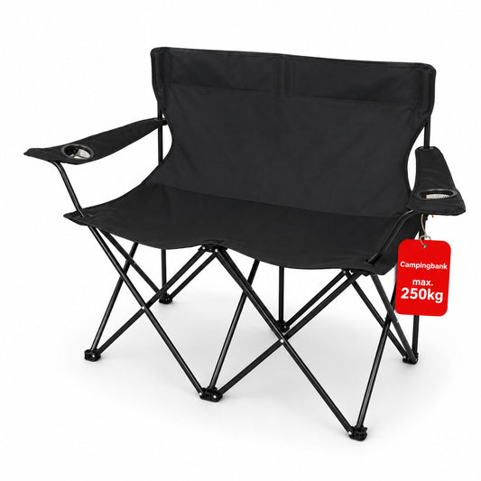 Camping Sofa faltbar Camping Bank schwarz - Campingstuhl 2 Personen Klappbar 2 Getränkehaltern