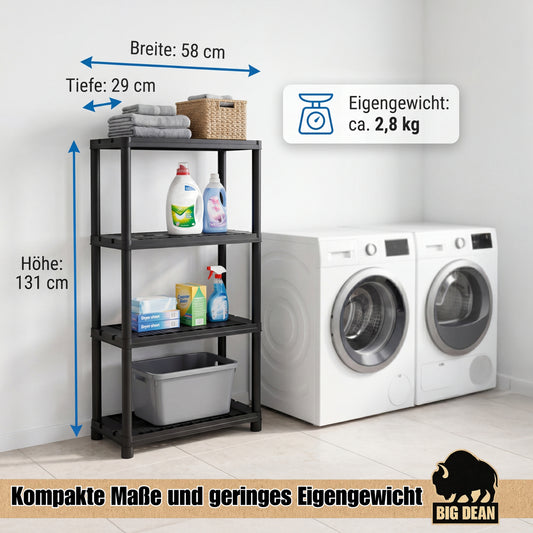 BigDean Schwerlastregal Kellerregal, Lagerregal, Steckregal, 131 x 58 x 29 cm, bis ca 120 kg belastbar und 4 Ablagen image 2