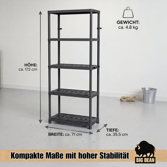 BigDean Schwerlastregal, Kellerregal, Lagerregal, Steckregal, 172 x 71 x 35 cm, bis ca 145 kg belastbar und 5 Ablagen image 2