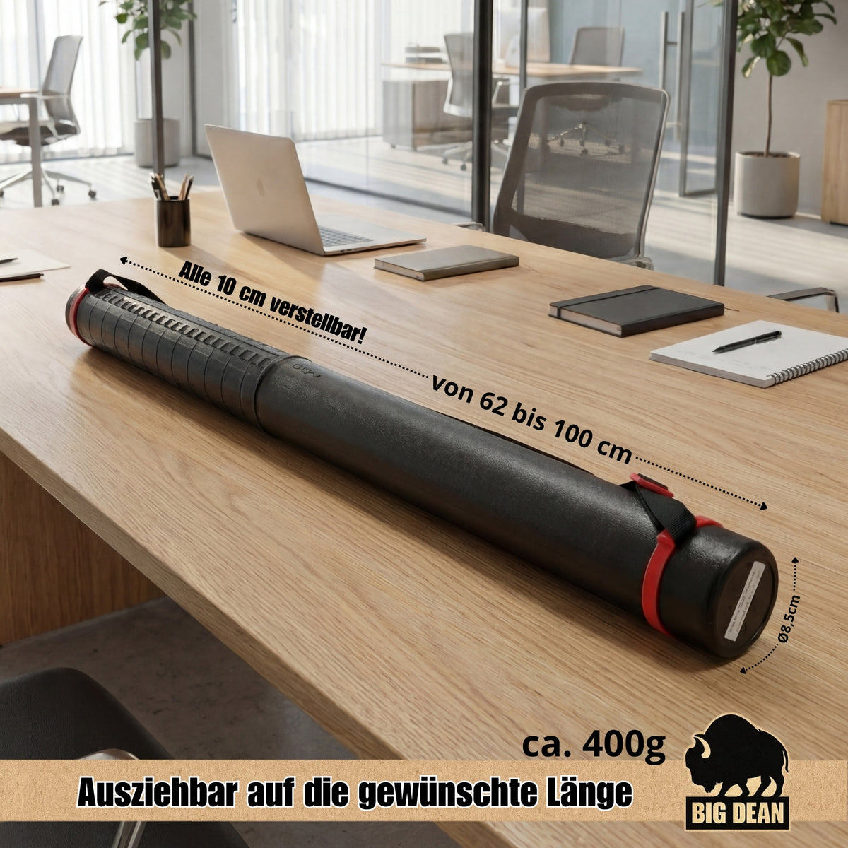 BigDean Posterrolle A0 Schwarz 60-100 cm verstellbar - Flipchart Köcher - Zeichenrolle - Zeichenrollenköcher - Plakatrolle image 3