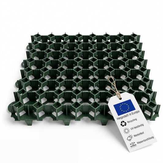 Kunststoff Rasengitter befahrbar Rasengitterplatten Kieswaben Kiesgitter 50x50x4 cm - grün - 10 Stück Made in Europa (2,5qm) image 1