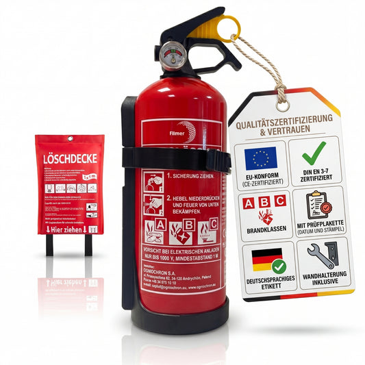 Pulverfeuerlöscher 1kg Plus Feuerlöschdecke Brandschutz Set image 1