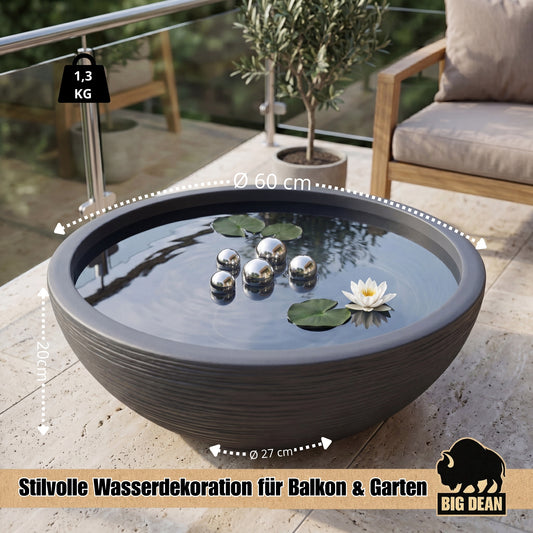 XL Miniteich Brunnen Set Schale mit Teichkugeln innen und außen Komplettset 60cm Durchmeseser image 2