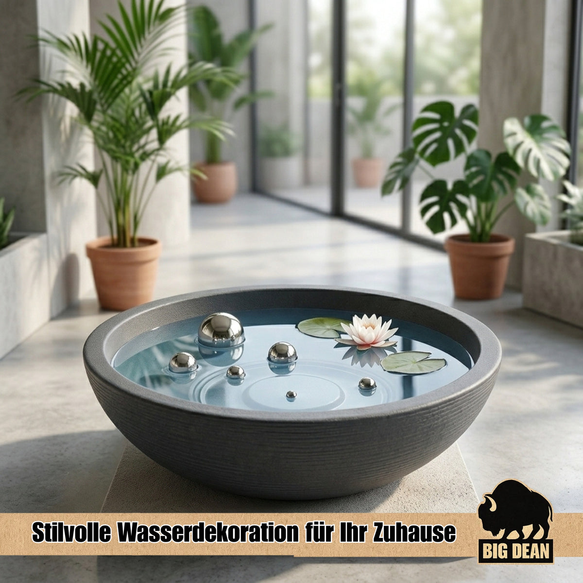 XL Miniteich Brunnen Set Schale mit Teichkugeln innen und außen Komplettset 60cm Durchmeseser image 4