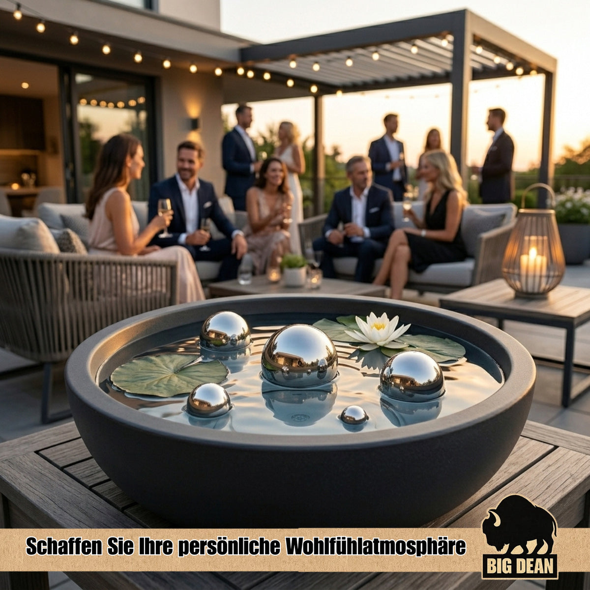 XL Miniteich Brunnen Set Schale mit Teichkugeln innen und außen Komplettset 60cm Durchmeseser image 6