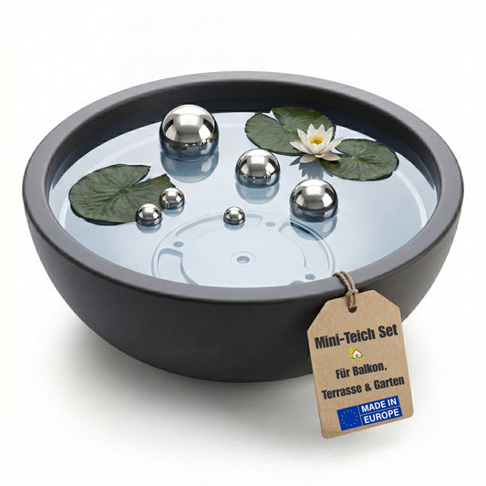 Miniteich Brunnen Set Schale mit Teichkugeln innen und außen Komplettset 39cm Durchmeseser image 1