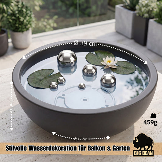 Miniteich Brunnen Set Schale mit Teichkugeln innen und außen Komplettset 39cm Durchmeseser image 2