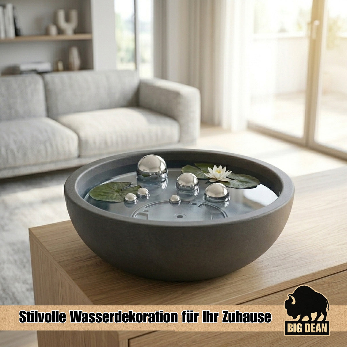 Miniteich Brunnen Set Schale mit Teichkugeln innen und außen Komplettset 39cm Durchmeseser image 4