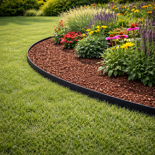 BigDean Flexible Rasenkante 20 m x 6 cm Komplettset – inkl. 40 Erdnägeln 200 integrierte Ösen flexibel & langlebige Beeteinfassung mit optimaler Höhe ideal für Kieswege Rollrasen Rindenmulch Beete und image 2