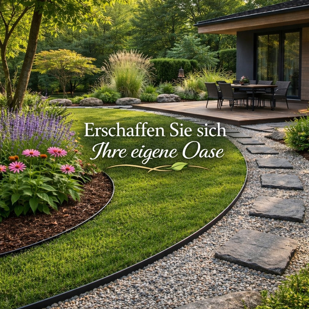 BigDean Flexible Rasenkante 40 m x 6 cm Komplettset – inkl. 80 Erdnägeln 400 Ösen flexibel & langlebige Beeteinfassung mit optimaler Höhe ideal für Kieswege Rollrasen Rindenmulch Beete und Rasenkanten image 3