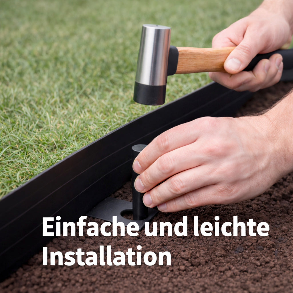 BigDean Flexible Rasenkante 40 m x 6 cm Komplettset – inkl. 80 Erdnägeln 400 Ösen flexibel & langlebige Beeteinfassung mit optimaler Höhe ideal für Kieswege Rollrasen Rindenmulch Beete und Rasenkanten image 4