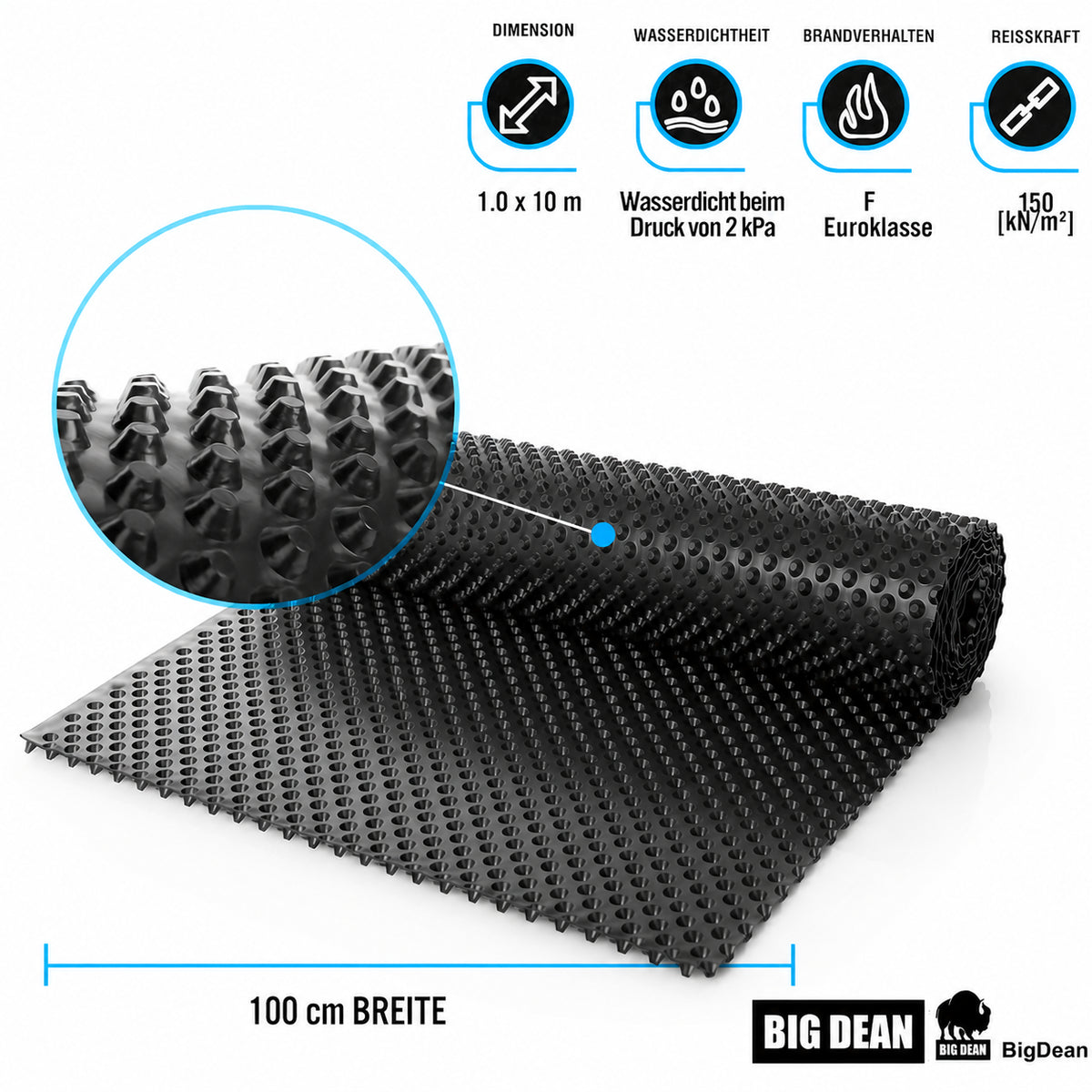 BigDean Premium Noppenfolie 1x10m Nässeschutz für Hochbeete und Mauern – Noppenbahn extrem reißfest & Made in Europe image 5
