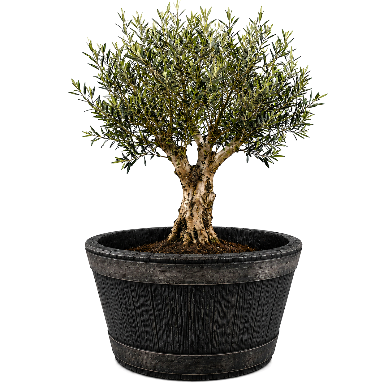 Weinfass XL Eichenfass Kunststoff Bottich Blumenkasten Trog Zuber Gartenteich Mini Teich Fass Nachbildung Durchmesser 63 cm Höhe 38 cm ca. 90 Liter