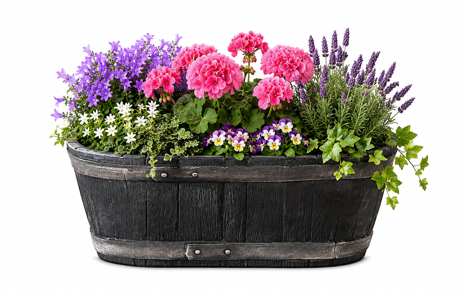 Weinfass Eichenfass Oval Kunststoff Gartenteich Teich Fass Nachbildung Länge 61 cm Breite 34 cm Höhe 25 cm