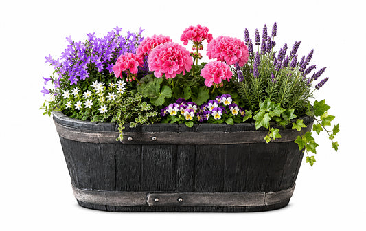 BigDean Weinfass Eichenfass Oval Kunststoff Gartenteich Teich Fass Nachbildung Länge 58 cm Breite 31 cm Höhe 24 cm image 1