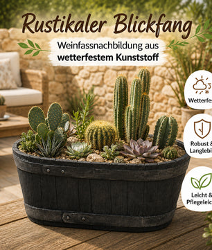 Weinfass Eichenfass Oval Kunststoff Gartenteich Teich Fass Nachbildung Länge 61 cm Breite 34 cm Höhe 25 cm 5