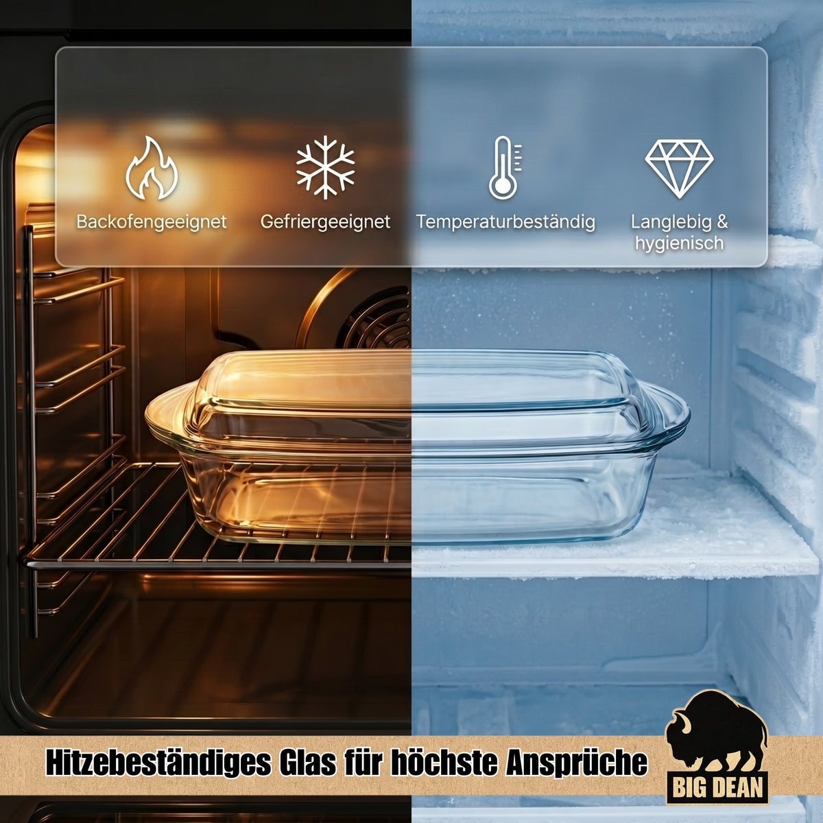 Auflaufform mit Deckel 3,95L – rechteckige Glasauflaufform, hitzebeständig & feuerfest – Ofenform für Lasagne, Fleisch & Aufläufe image 6