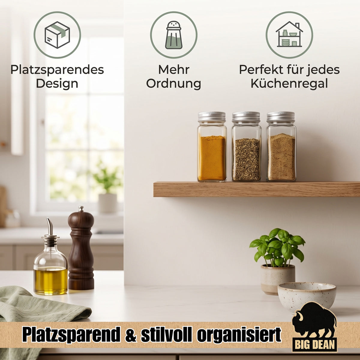 BigDean Gewürzgläser eckig luftdicht 24er Set Streueinsätze grob und fein image 5