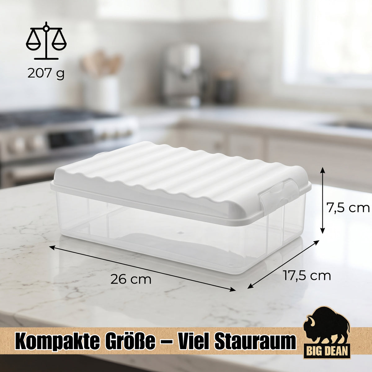 BigDean Aufschnittboxen 3x 2,5l mit Deckel 6 teilig | Made in Germany Kühlschrank Organizer, stapelbare Aufschnittdosen, Wurstdosen Käsedosen Set mit Deckel image 3