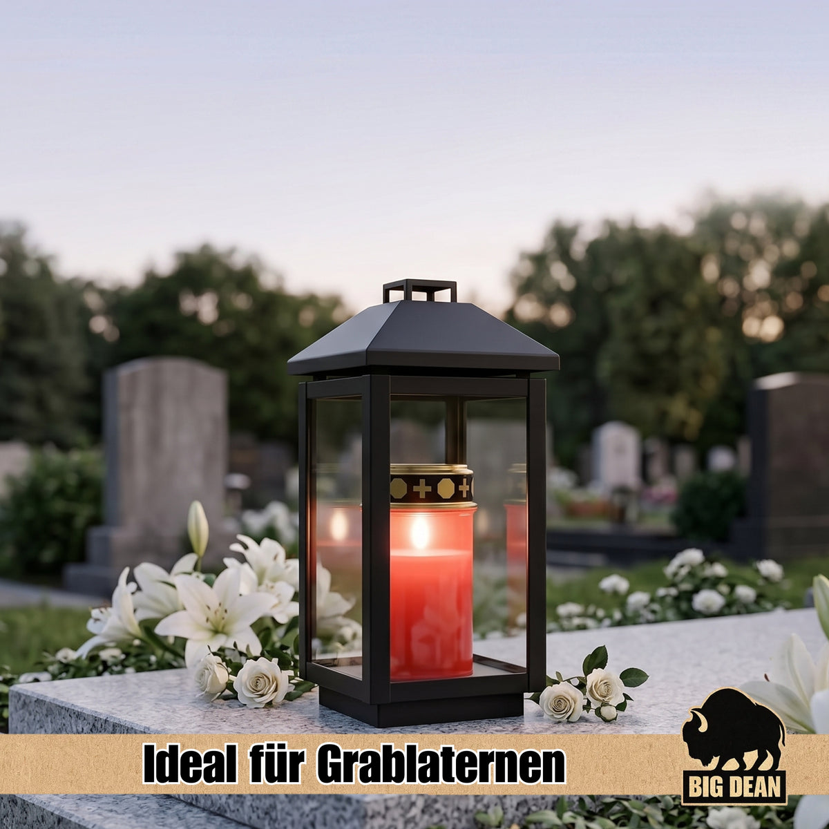 BigDean LED Grablicht 3er Set – Licht mit Flackereffekt wie echte Kerze – Wetterfest & Wiederverwendbar – Für Grab & Tiergedenken image 5
