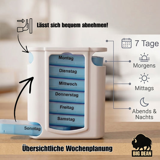 10 Stück Tablettenbox 7 Tage Vorteilspack | 4 Fächern pro Tag (Morgens, Mittags, Abends, Nachts) – Medikamentenbox Wochenbox BPA-frei, lebensmittelecht, image 2