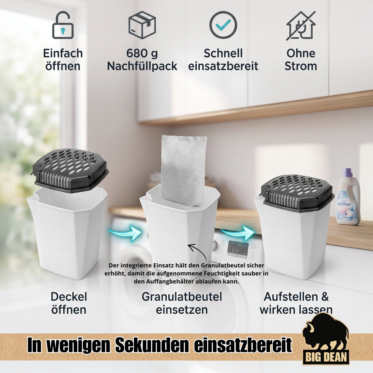 4x Luftentfeuchter + 4x 680 Nachfüllpacks Extra groß und extra leistungsstark image 4